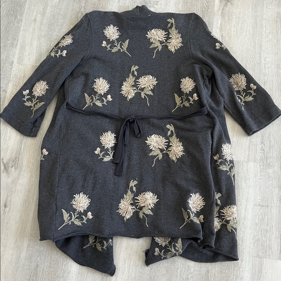 Johnny Was Margarit Wrap Embroidered Cardigan Kimono Gray Womens L Boho Folk - Picture 9 of 13